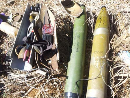 dos cohetes encontrados en el lugar de lanzamiento